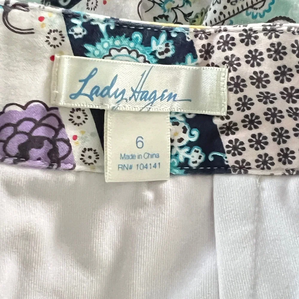 Lady Hagen Golf Skort Womens 6 Patchwork Floral Paisley Pink Blue White Sporty